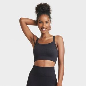 JoyLab Women’s Textured Seamless Sports Bra Black Size XS